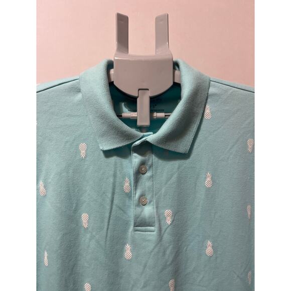 Tackle & Tides Men’s Aqua Blue Pineapple Print Polo Shirt Size M - Picture 3 of 9